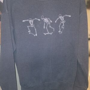 Full Tilt Men's Charcoal Skeleton Skateboard Crewneck Sweater